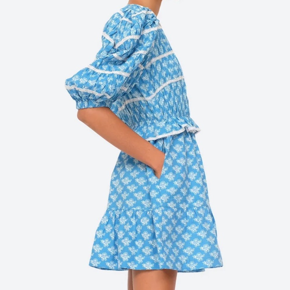 Sea New York Annika puff sleeve smock dress small nwt